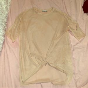 Light Pink Mesh Short Sleeve Shirt